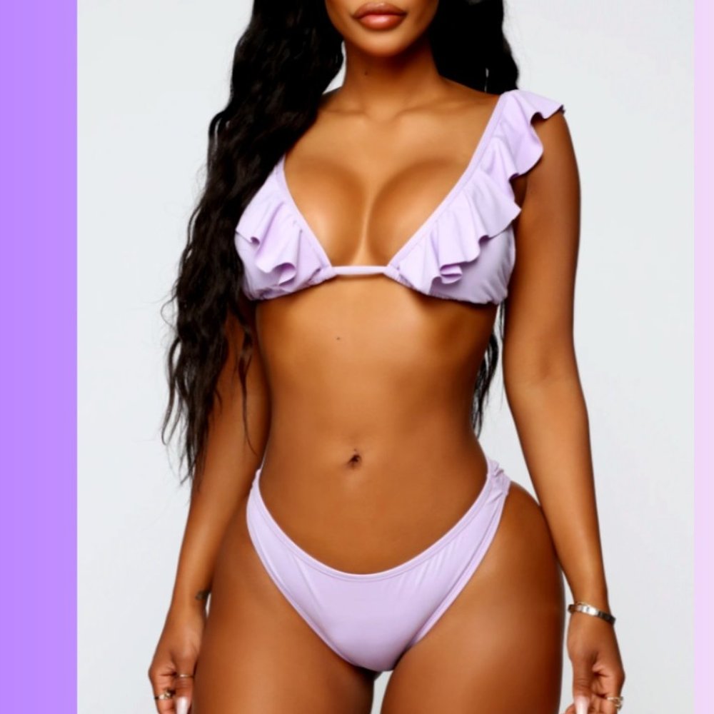 Lavender Ruffle Two-Piece Bikini - Fashion Nova
